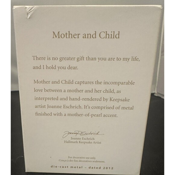 Hallmark Keepsake Ornament 2012 Die-Cast Metal Mother And Child NIB - Picture 2 of 2